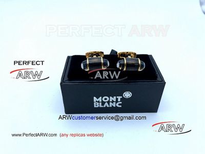 Perfect Replica Montblanc Black With Gold Face Gold Transprent Cufflinks